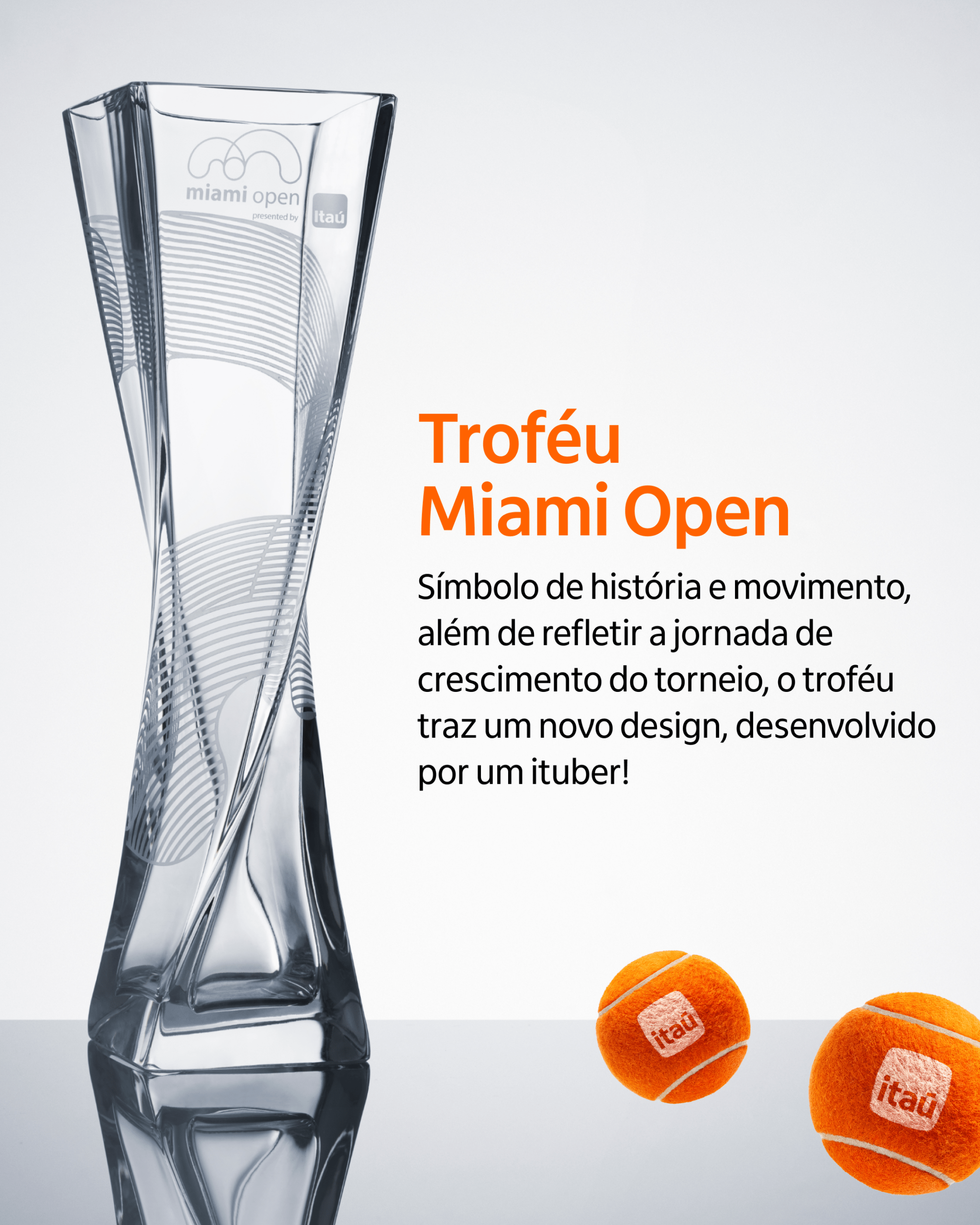 Post carrossel para as redes sociais com o tema do troféu do Miami Open - patrocinado pelo Itaú